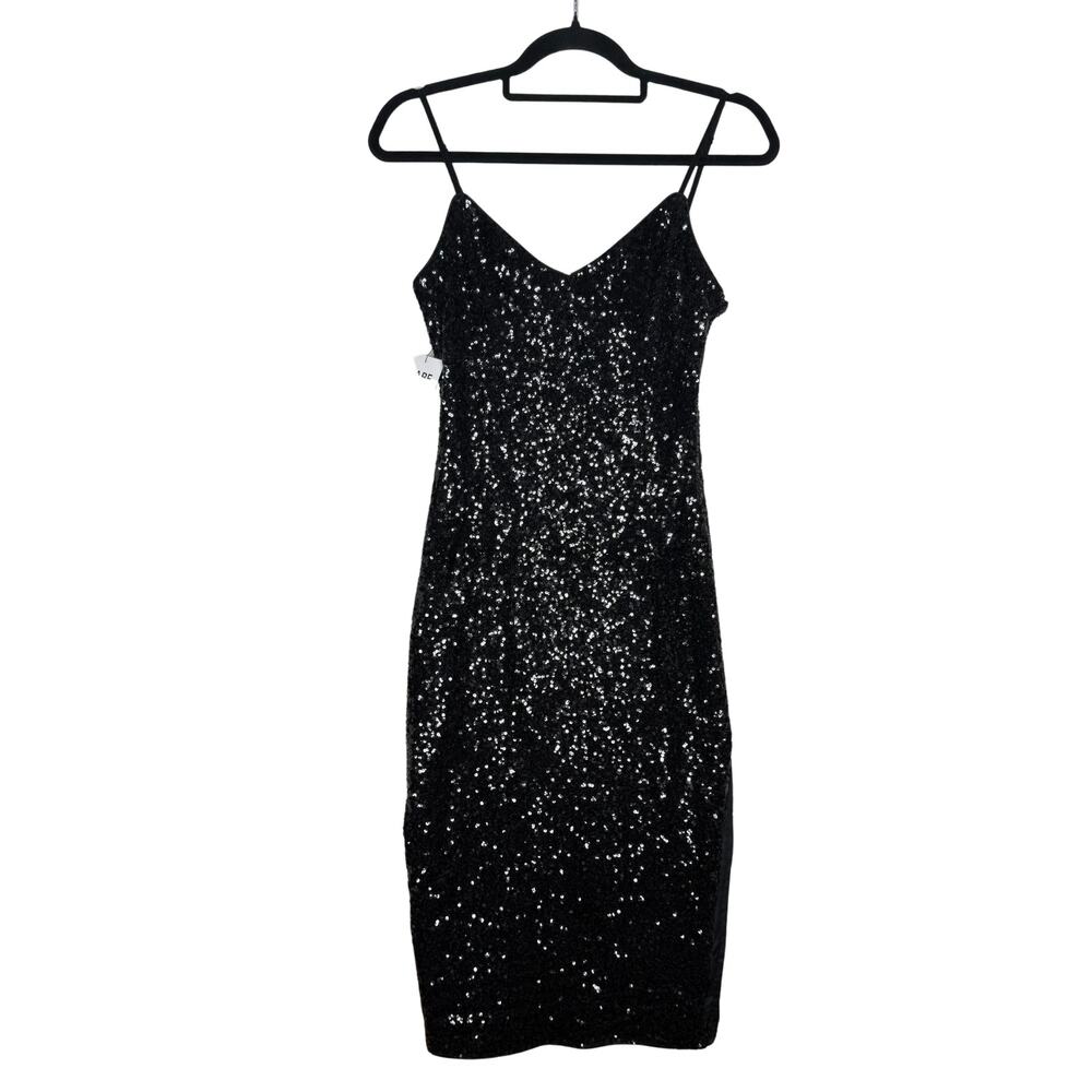 Nuage Latrice Sequin Spaghetti Strap Midi Dress Black Size Small Party Holiday